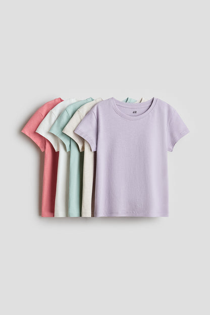 5-pack T-shirts - Purple Beige Green / 1.5-2 Years