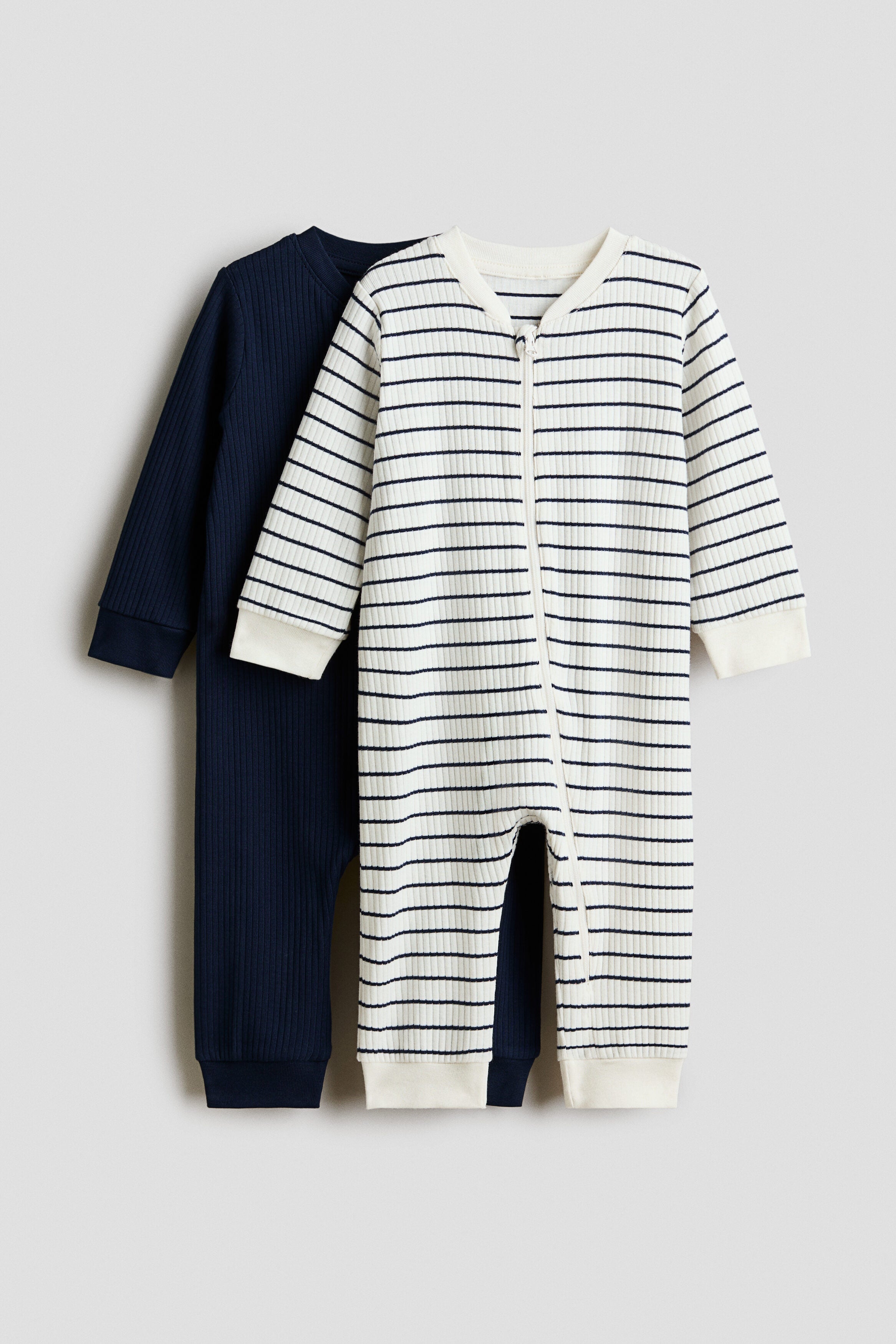 2-pack cotton sleepsuits - White Navy Blue Striped / 1.5-2 Years