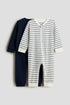 2-pack cotton sleepsuits - White Navy Blue Striped / 1.5-2 Years