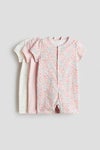 3-pack short cotton sleepsuits