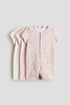 3-pack short cotton sleepsuits - Pink Floral / 1.5-2 Years