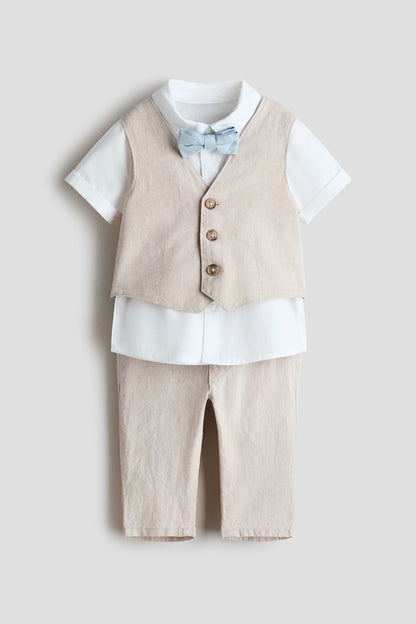 4-piece linen-blend dressy set