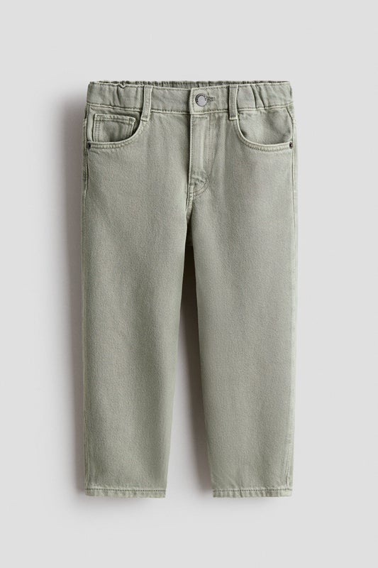 Tapered cotton-blend jeans