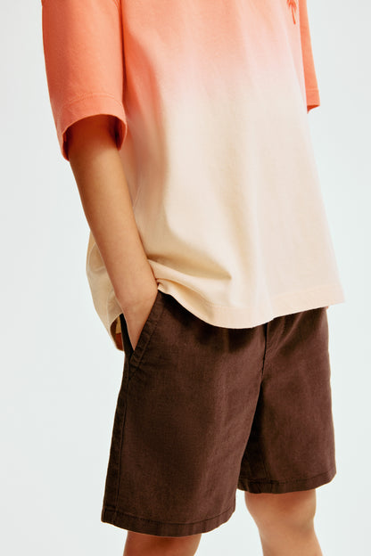 Linen-blend drawstring shorts