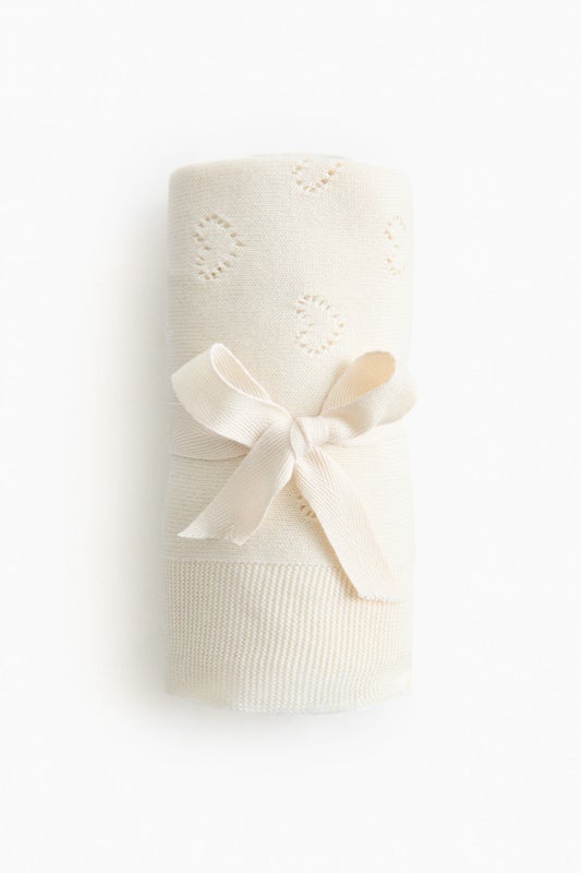 Cotton pointelle baby blanket