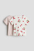 2-pack ribbed cotton tops - Cream Raspberries / 4-6 Months