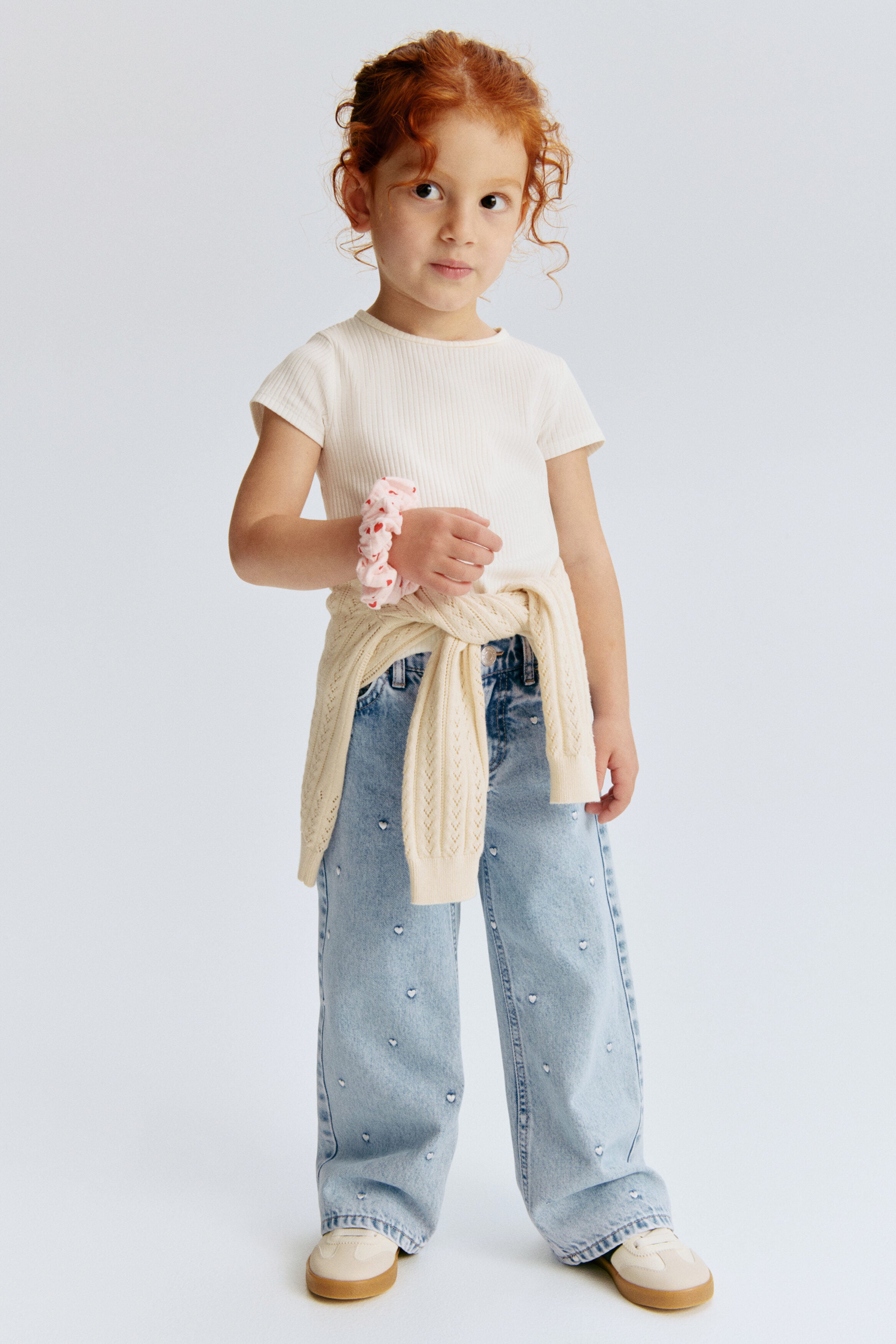 Motif-detail wide leg jeans