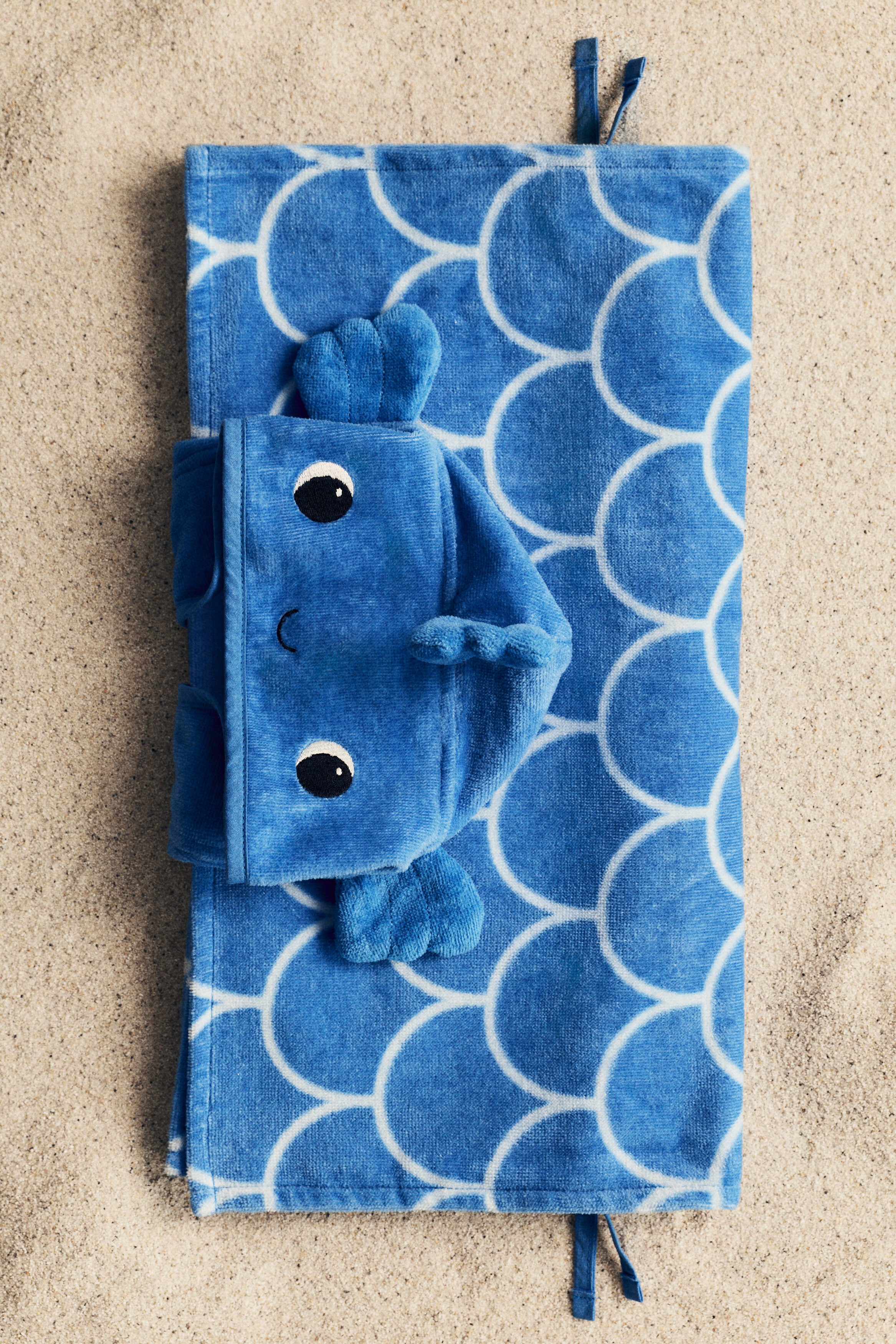 Baby poncho towel - Blue Fish