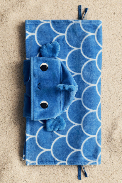 Baby poncho towel - Blue Fish