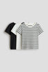 3-pack cotton T-shirts - White Striped / 1.5-2 Years