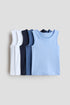 5-pack cotton vest tops - Blue White 0 / 8-10 Years