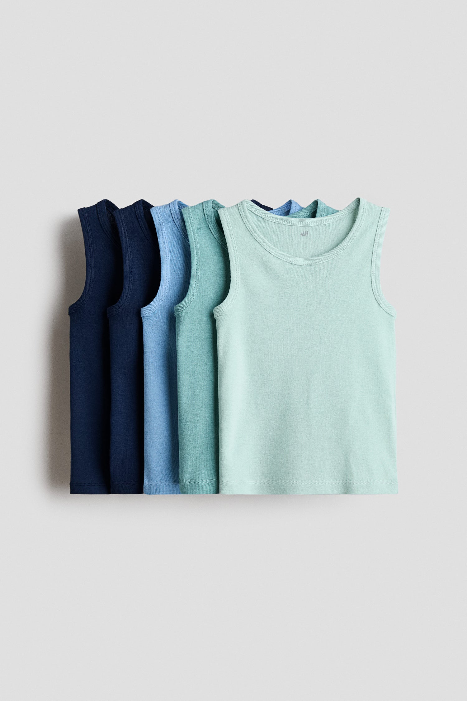 5-pack cotton vest tops - Green Blue / 8-10 Years
