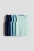 5-pack cotton vest tops - Green Blue / 8-10 Years