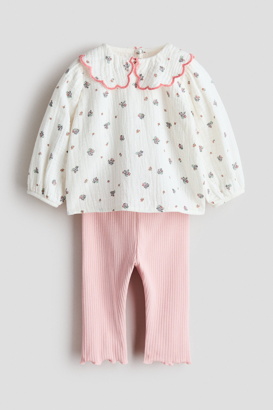 2-piece blouse and leggings set - Light Pink Floral 0 / 2-3 Years