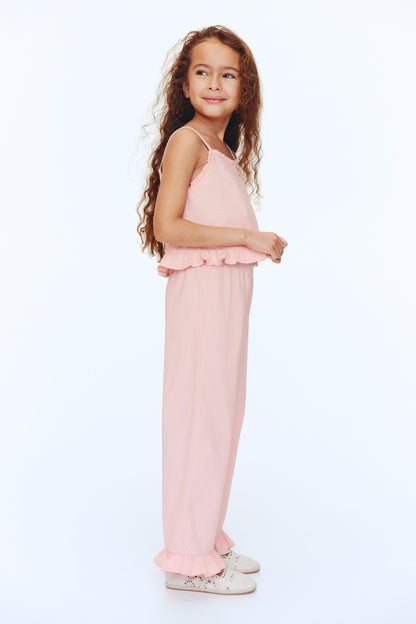 2-piece frill-trimmed seersucker set
