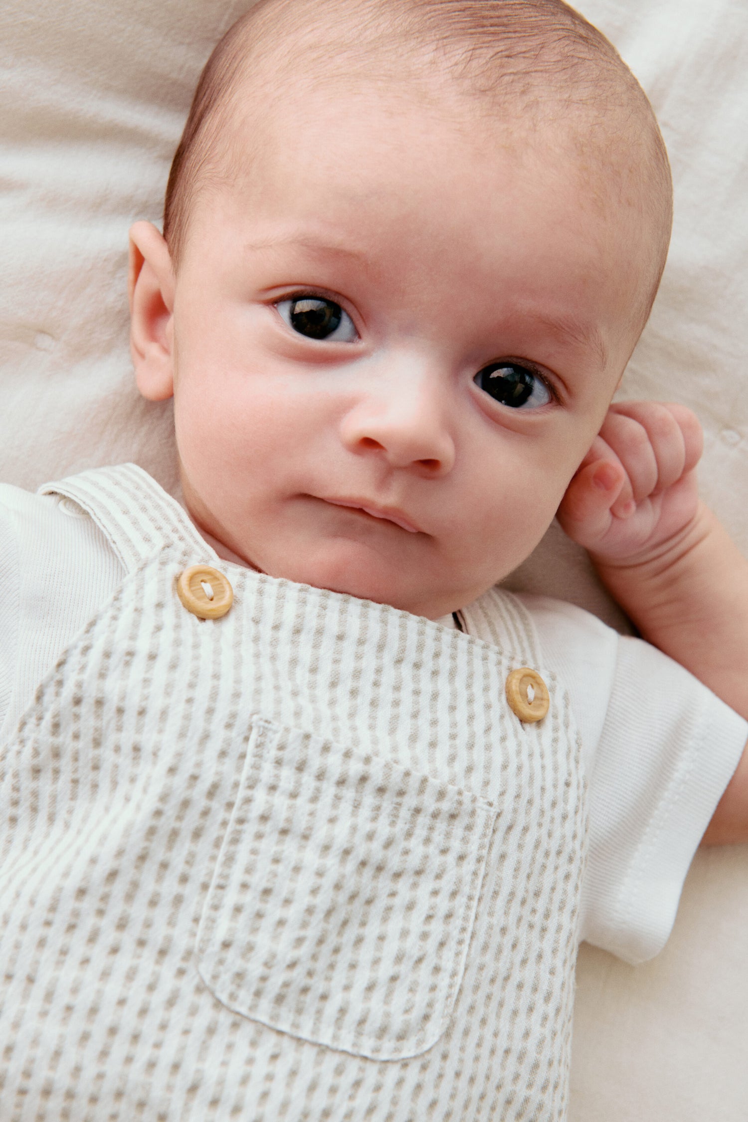 2-piece cotton set - White Beige Striped / 1-2 Months