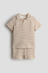 2-piece textured-knit set - White Brown Striped / 1.5-2 Years