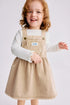 2-piece dungaree dress and top set - Beige White / 12-18 Months