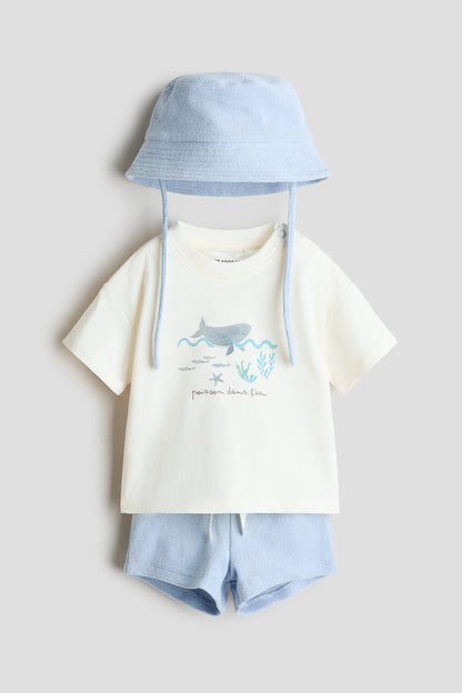 3-piece jersey and terry set - 0-1M