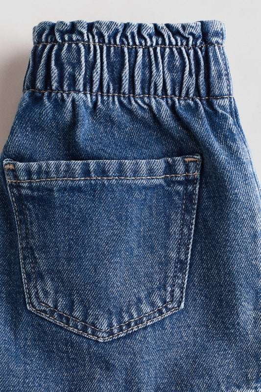 Embroidered denim shorts