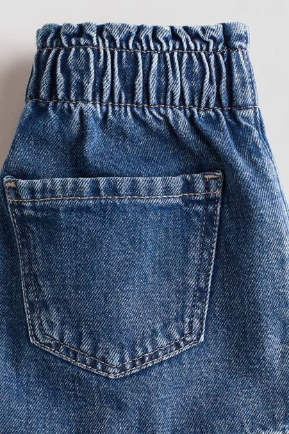 Embroidered denim shorts