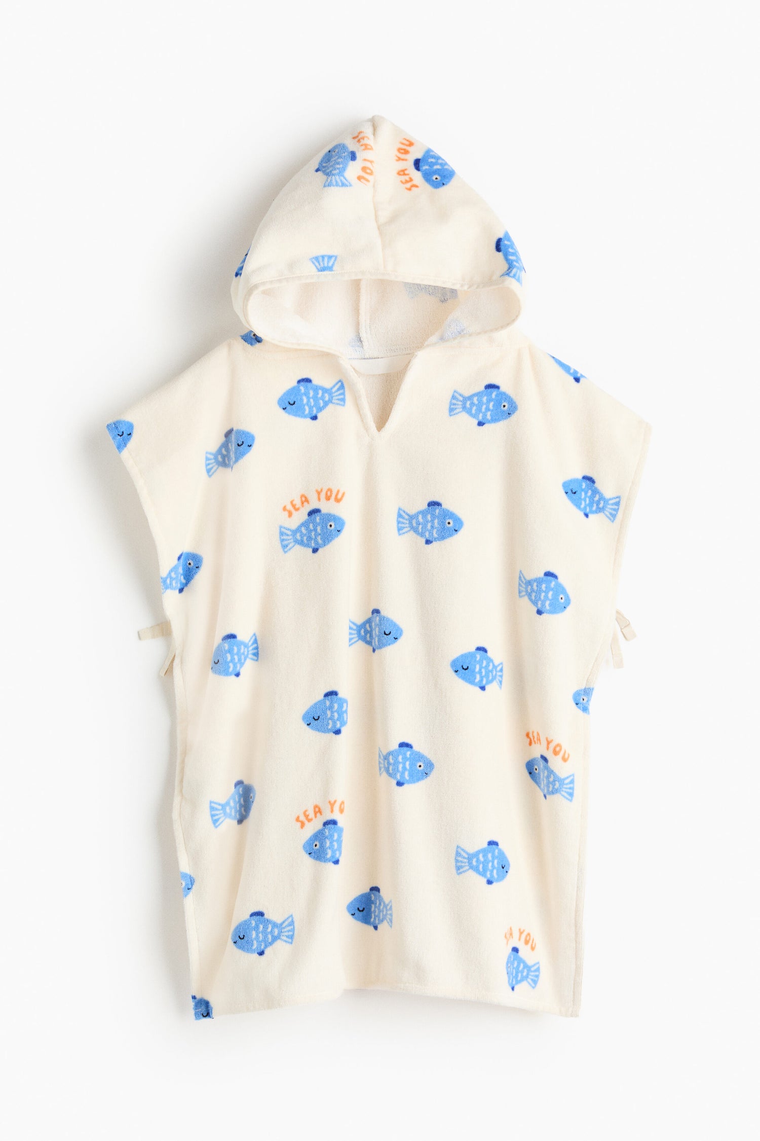 Baby poncho towel - Cream Fish