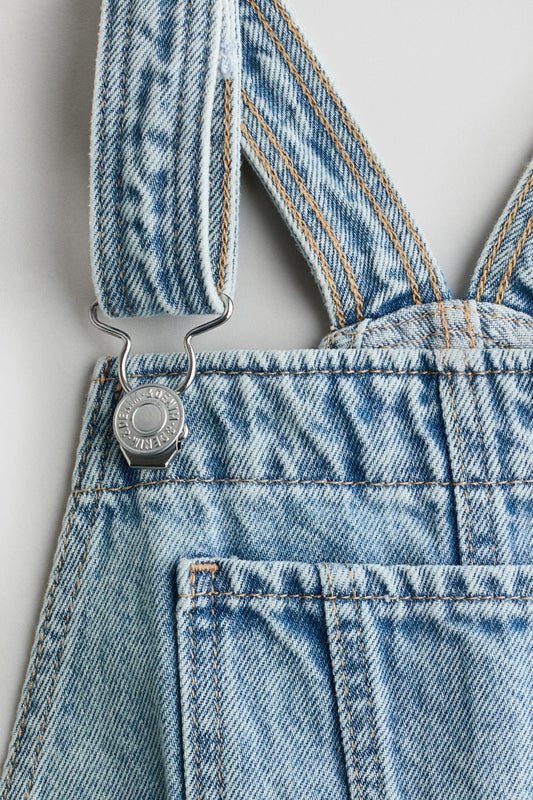 Denim dungaree shorts