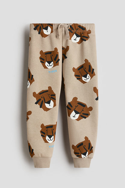 Printed joggers - Beige Tigers / 9-10 Years