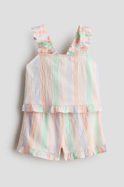 2-piece frill-trimmed cotton set