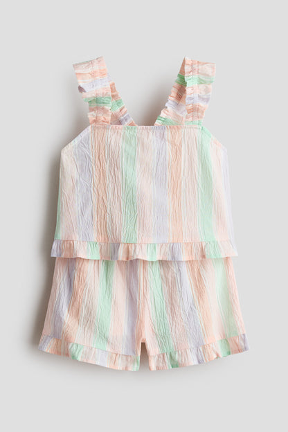 2-piece frill-trimmed cotton set