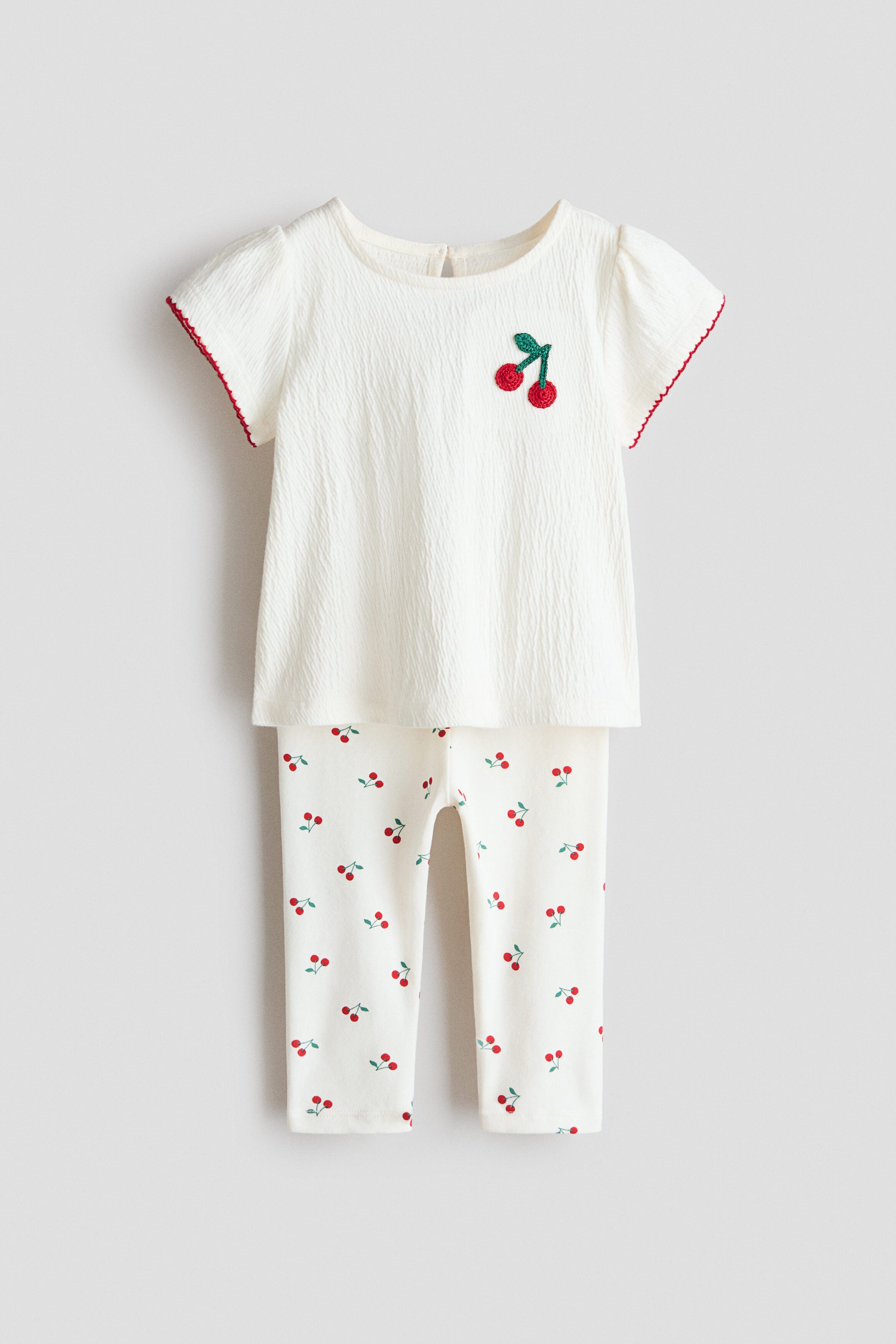 2-piece top and leggings set - White Cherries / 4-6 Months