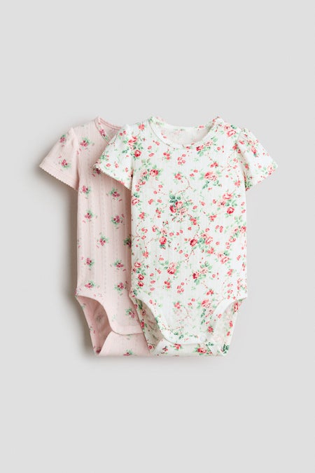 2-pack floral-print pointelle bodysuits