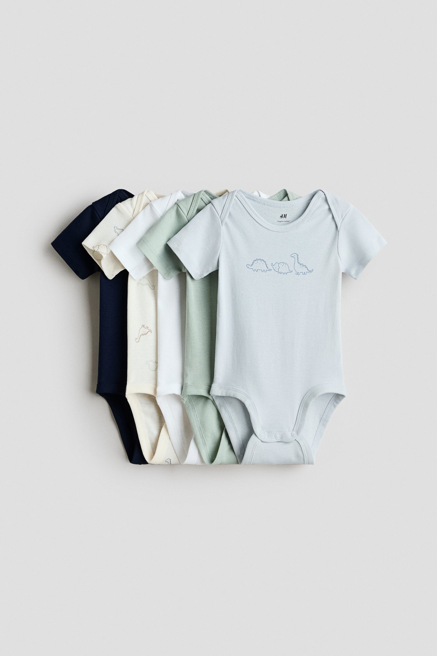 5-pack cotton bodysuits - Light Blue Dinosaurs / 1.5-2 Years