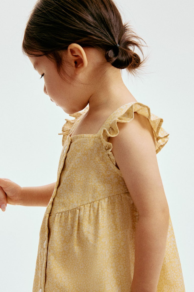 Flounce-trimmed cotton dress Image 2 of 5