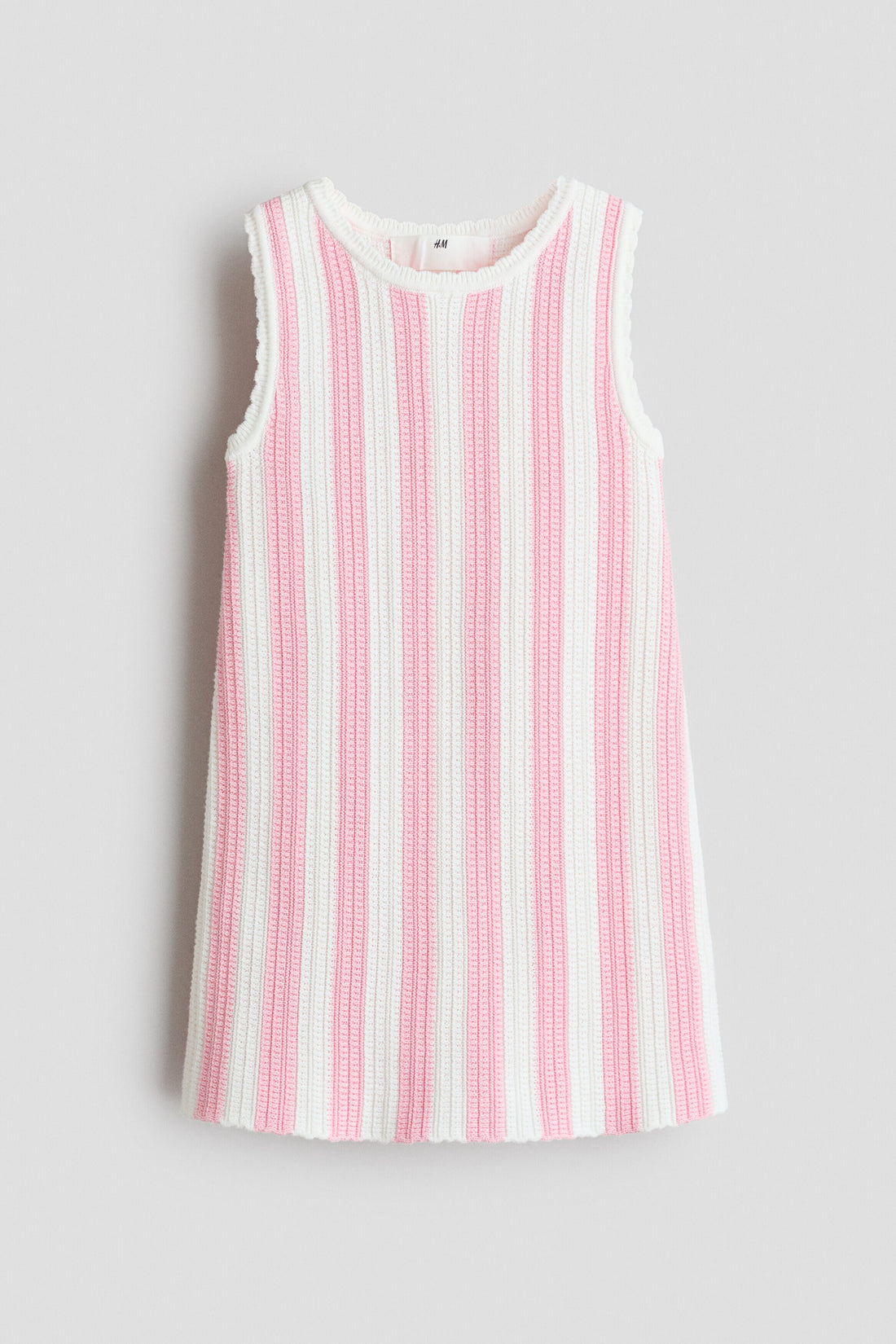 Textured cotton dress - Light Pink White Striped / 1.5-2 Years