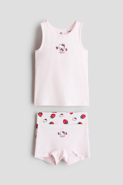 3-piece cotton set - Light Pink Hello Kitty / 8-10 Years