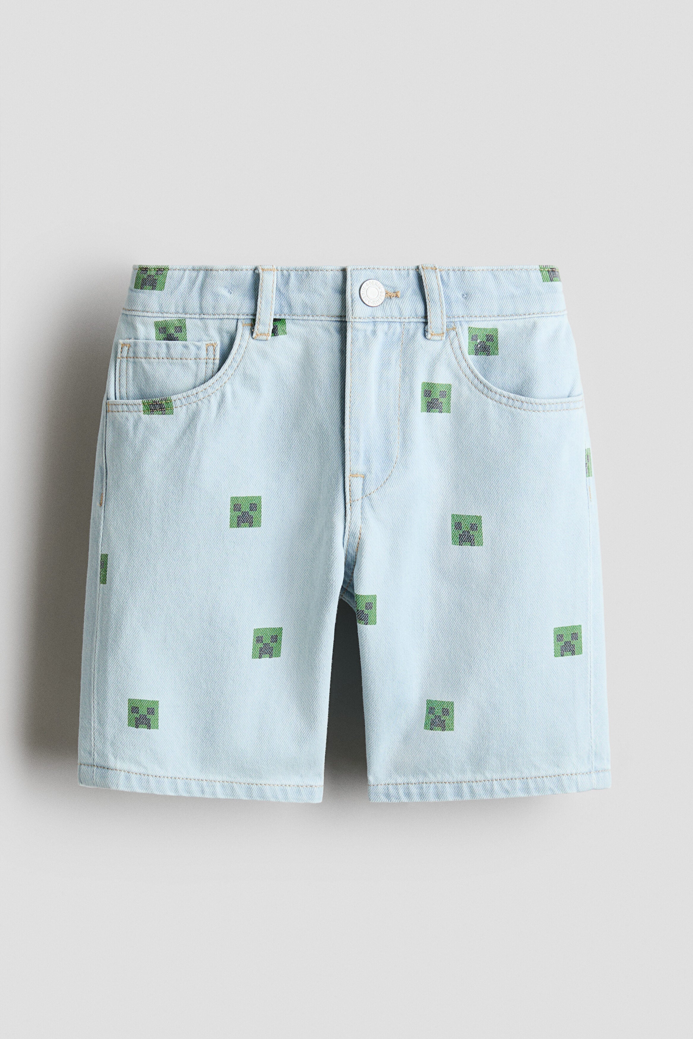Printed denim shorts - Light Denim Blue Minecraft / 9-10 Years
