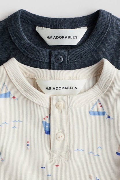 2-pack cotton Henley tops