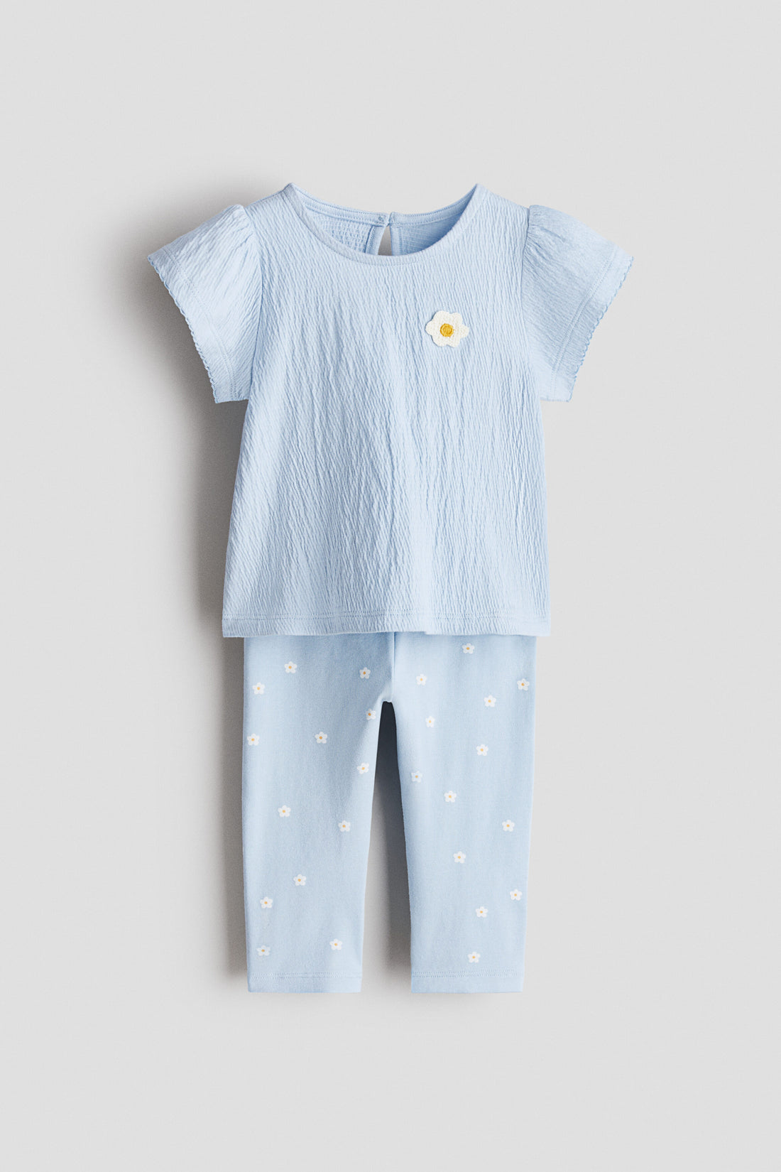 2-piece top and leggings set - Light Blue Daisies / 12-18 Months
