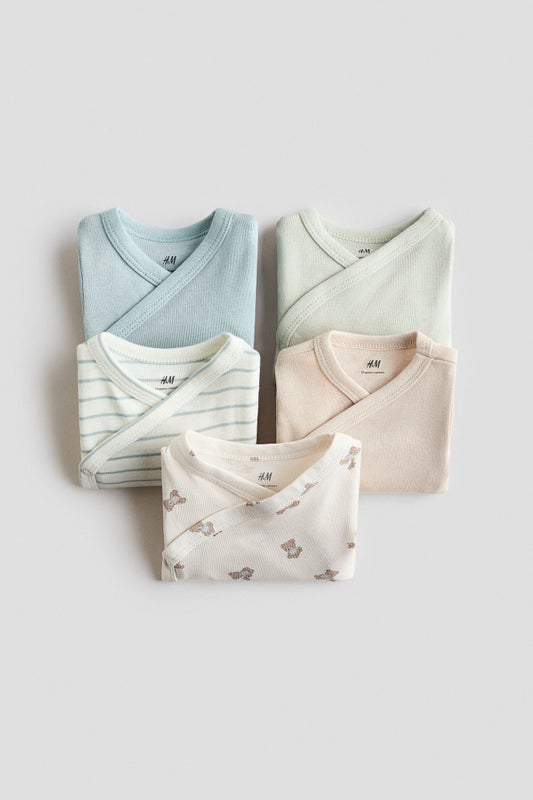 5-pack wrapover bodysuits
