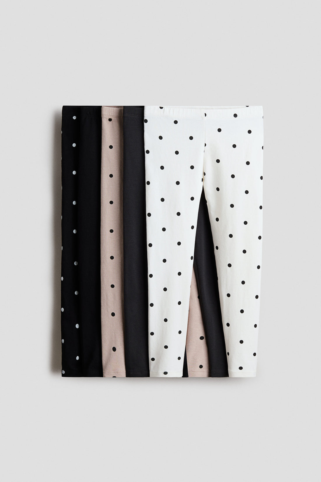 5-pack jersey leggings - White Polka Dot / 9-10 Years