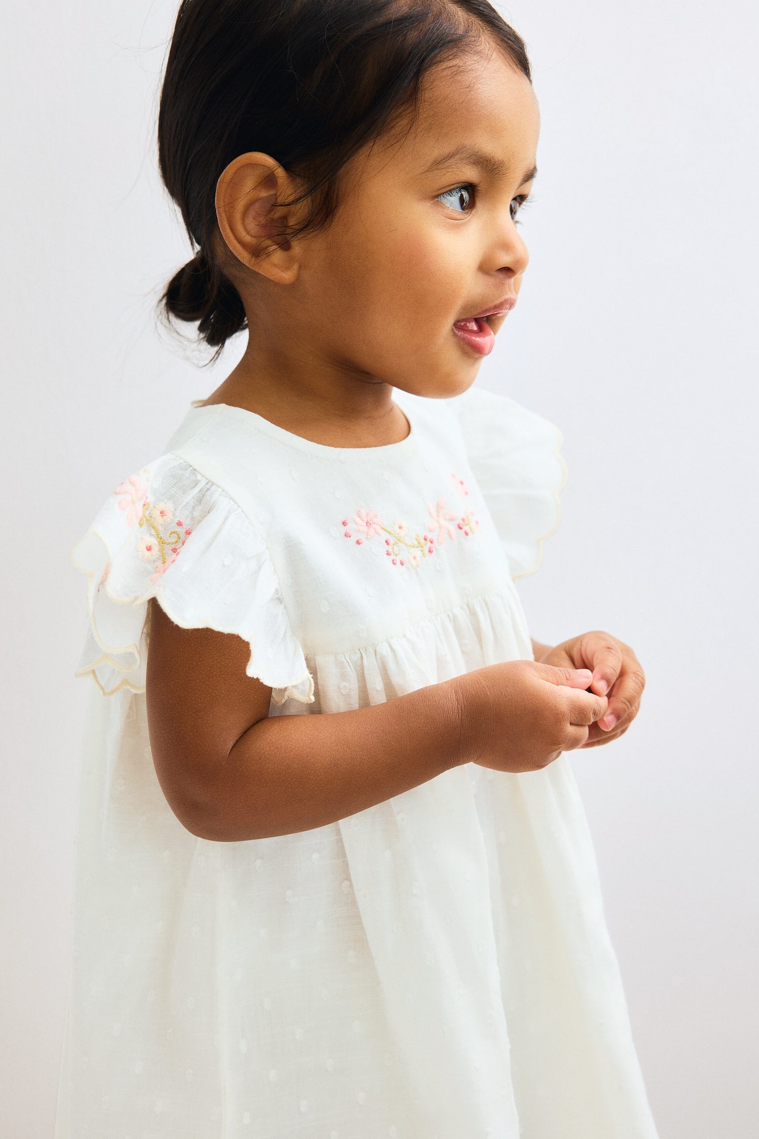 Embroidery-detail cotton dress