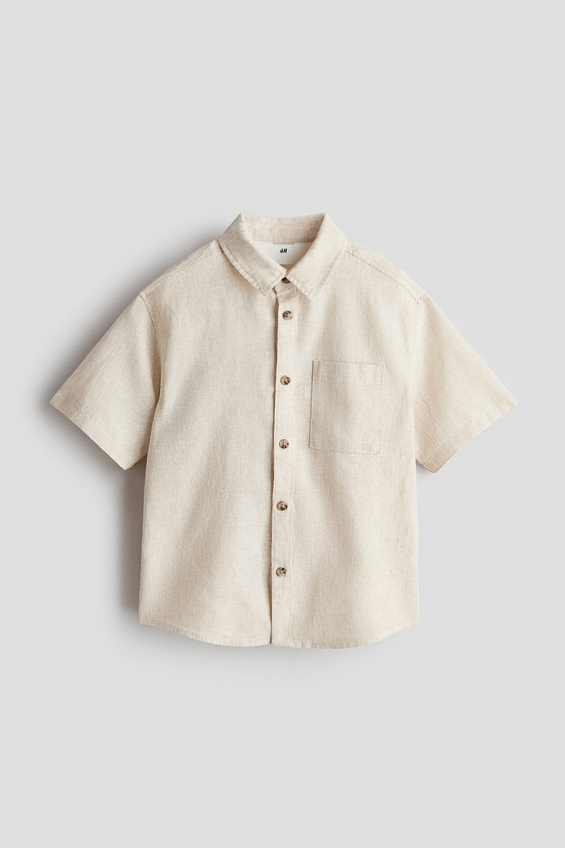 Short-sleeved linen-blend shirt - Light Beige 1 / 2-3 Years