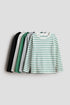 5-pack cotton jersey tops - Green Striped / 8-10 Years