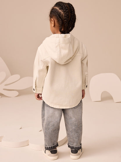 Ecru Bear Twill Hooded Overshirt and T-Shirt Set (3mths-7yrs)