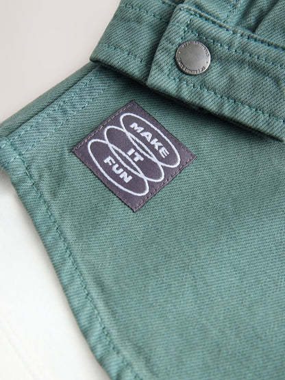 Dark Teal Blue Twill Hooded Overshirt and T-Shirt Set (3mths-7yrs)