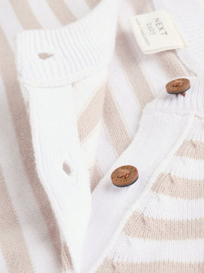 Neutral Stripe Knitted Top and Leggings Baby Set (0mths-2yrs)
