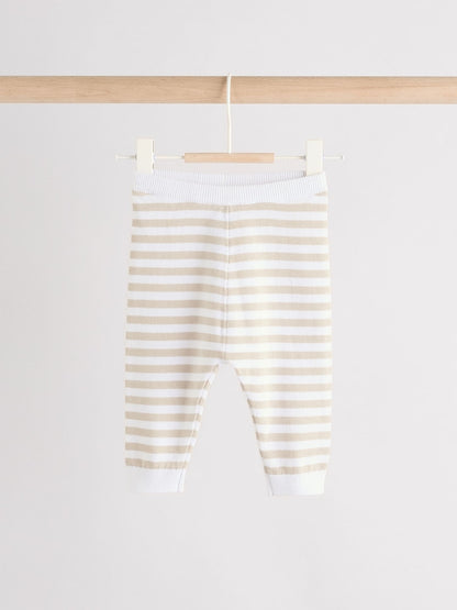 Neutral Stripe Knitted Top and Leggings Baby Set (0mths-2yrs)