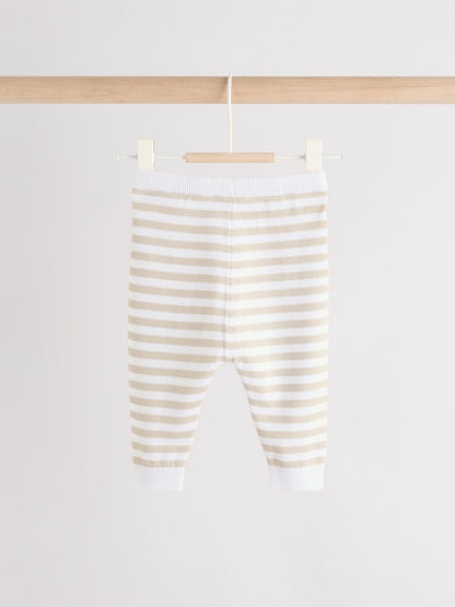 Neutral Stripe Knitted Top and Leggings Baby Set (0mths-2yrs)