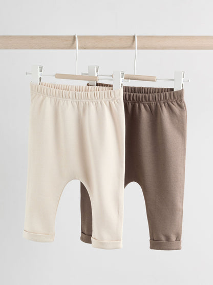 Neutral Bear Baby 100% Cotton Leggings 2 Pack (0mths-2yrs) - Size Up to 1 Month (56cm)